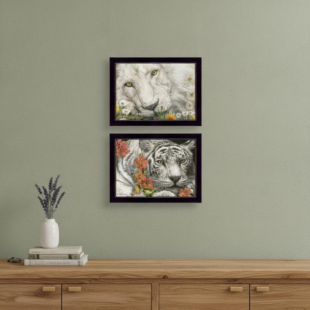 Set Of Two Tiger Lily Dandy Lion 3 Black Framed Print Wall Art — view 4