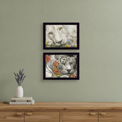 Set Of Two Tiger Lily Dandy Lion 3 Black Framed Print Wall Art