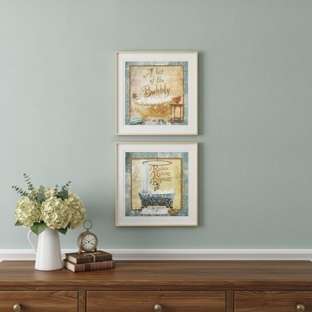 Set Of Two A Bit of Bubbly 1 White Framed Print Bathroom Wall Art — view 3