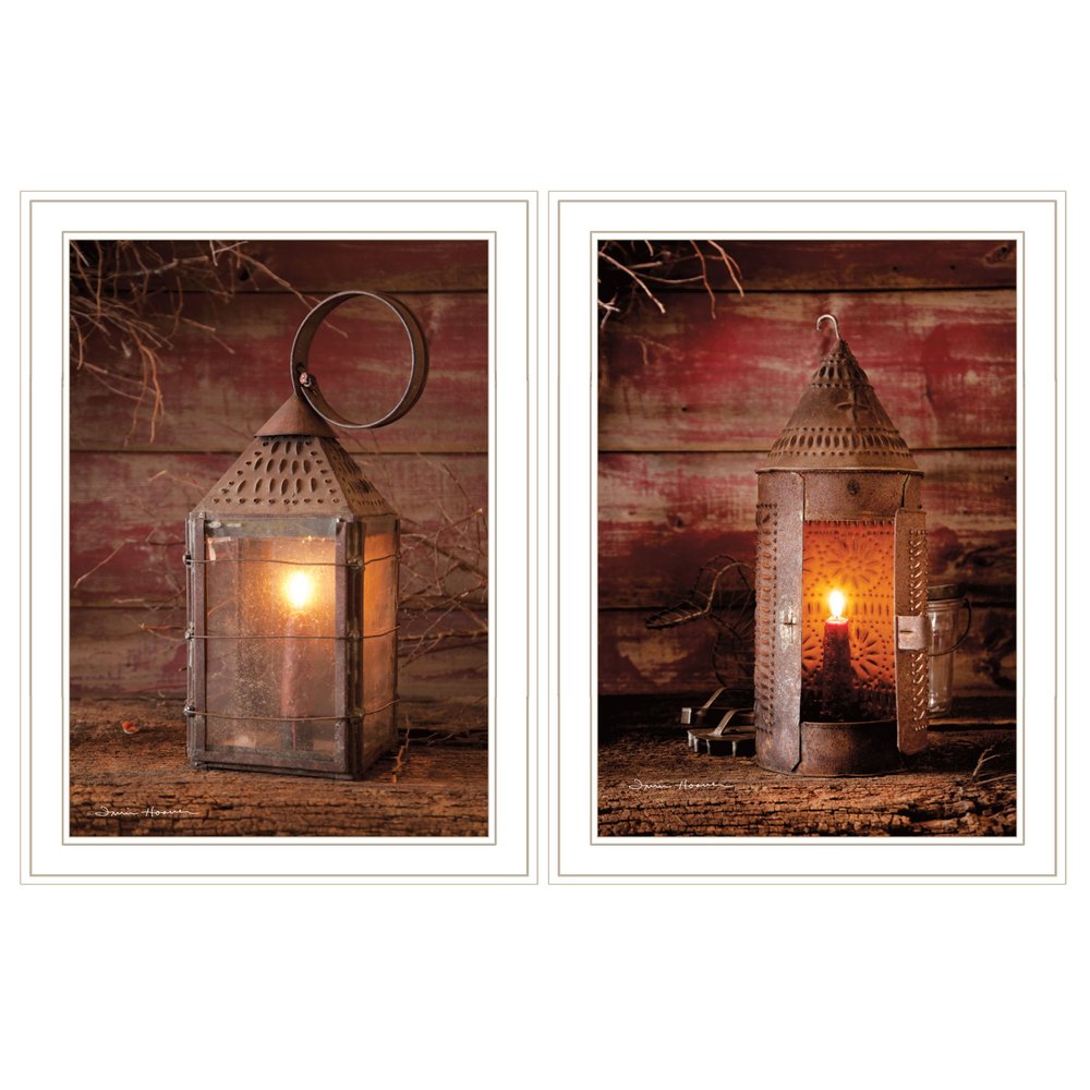 Set Of Two Innkeepers Lantern 1 White Framed Print Wall Art — view 1