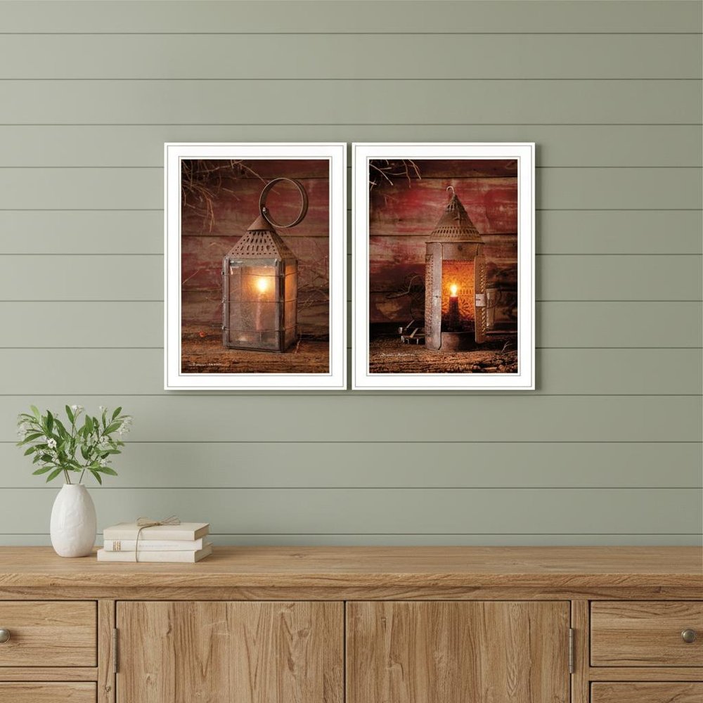 Set Of Two Innkeepers Lantern 1 White Framed Print Wall Art — view 6