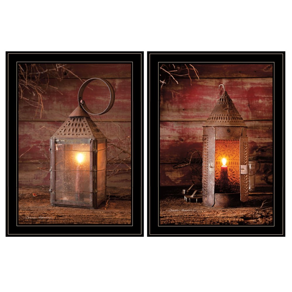 Set Of Two Innkeepers Lantern 2 Black Framed Print Wall Art — view 1