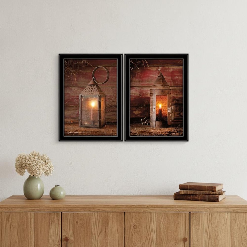 Set Of Two Innkeepers Lantern 2 Black Framed Print Wall Art — view 6