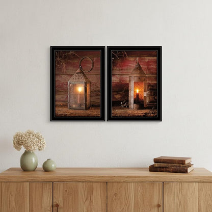 Set Of Two Innkeepers Lantern 2 Black Framed Print Wall Art
