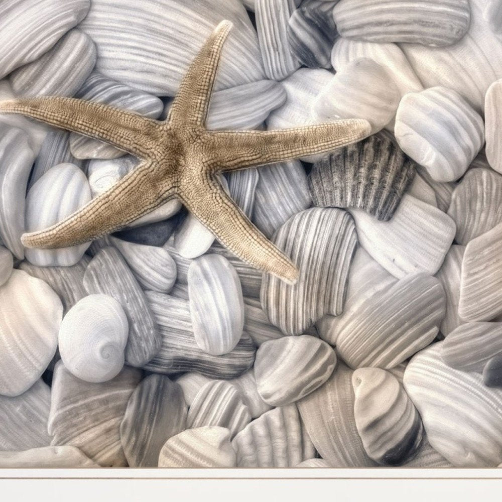 Set Of Two Cape Hatteras Lighthouse and Sea Shells 3 White Framed Print Wall Art — view 4