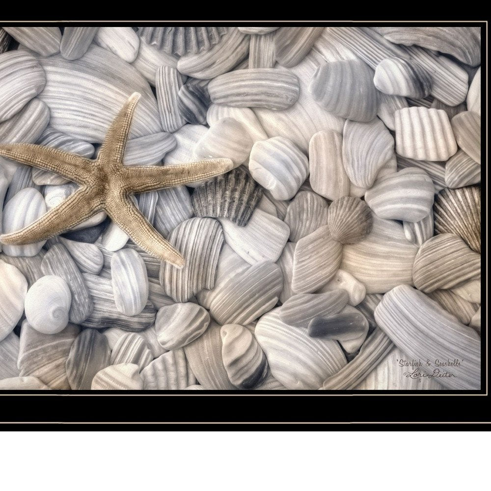 Set Of Two Cape Hatteras Lighthouse and Sea Shells 4 Black Framed Print Wall Art — view 4