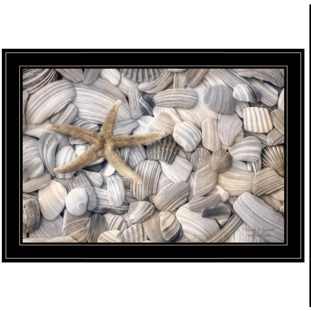 Set Of Two Cape Hatteras Lighthouse and Sea Shells 4 Black Framed Print Wall Art — view 5