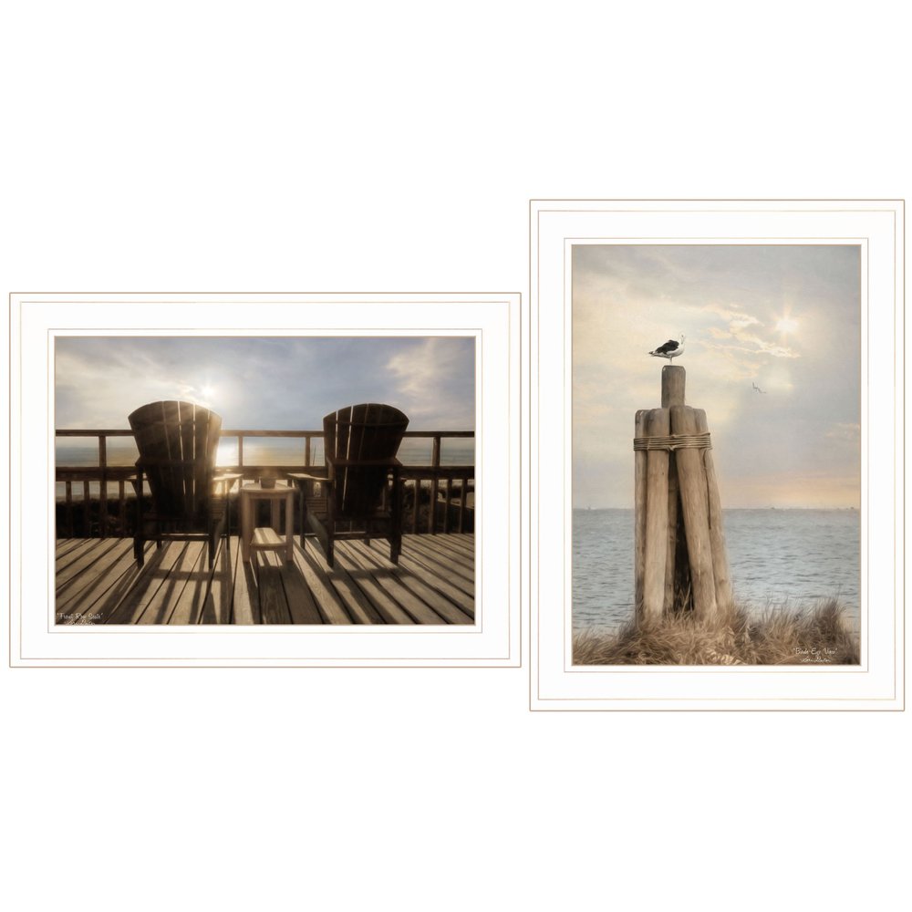 Set Of Two By The Sea White Framed Print Wall Art — view 1