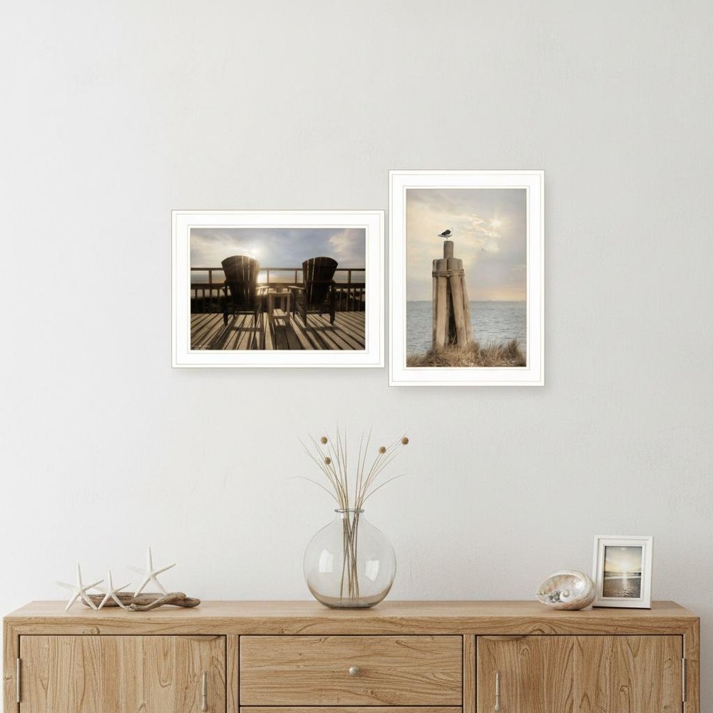 Set Of Two By The Sea White Framed Print Wall Art — view 4