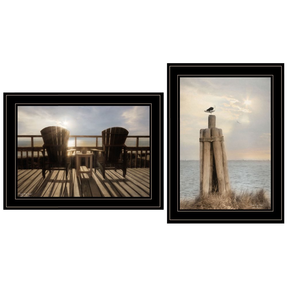 Set Of Two By The Sea 2 Black Framed Print Wall Art — view 1