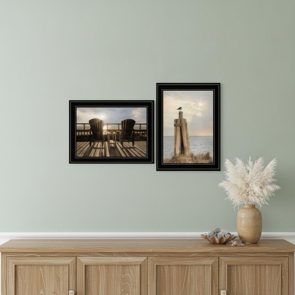 Set Of Two By The Sea 2 Black Framed Print Wall Art — view 4