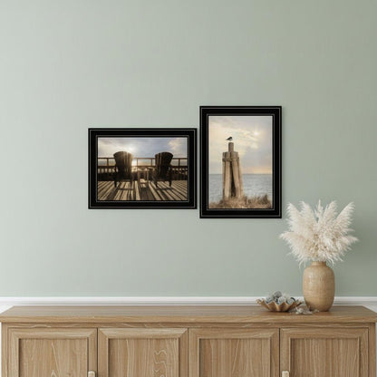 Set Of Two By The Sea 2 Black Framed Print Wall Art