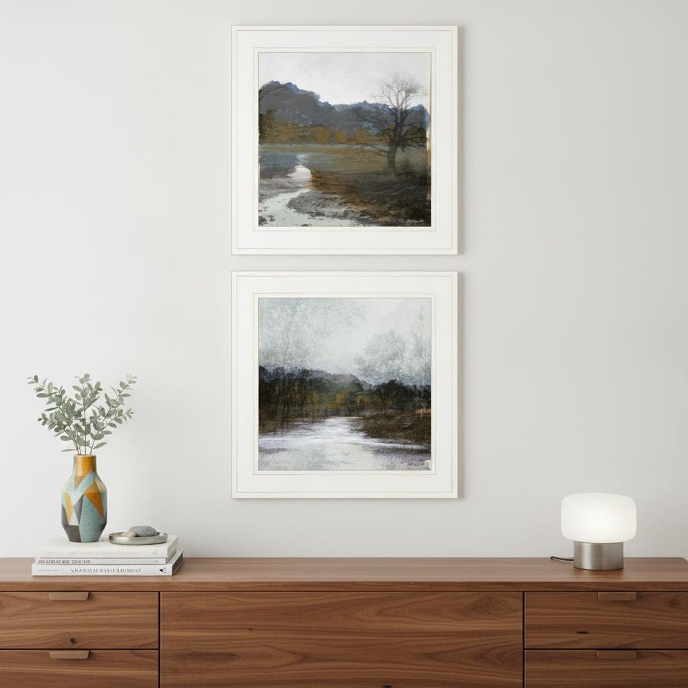 Set Of Two Winter Landscape 1 White Framed Print Wall Art — view 4