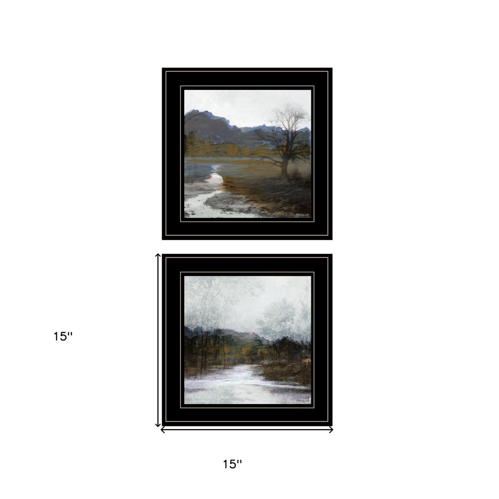 Set Of Two Winter Landscape 2 Black Framed Print Wall Art — view 3