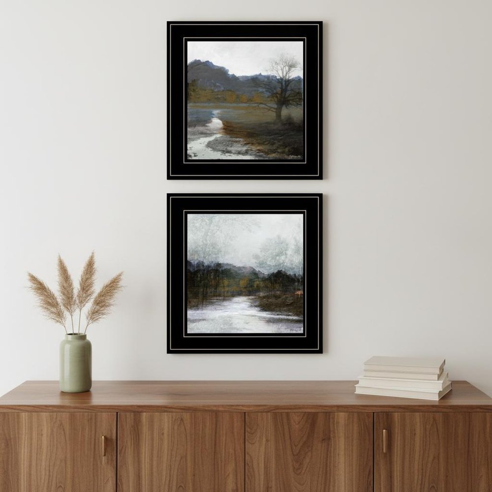 Set Of Two Winter Landscape 2 Black Framed Print Wall Art — view 4