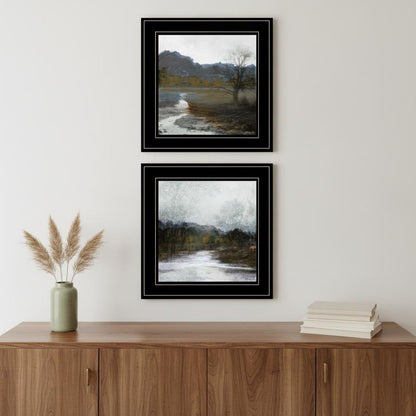 Set Of Two Winter Landscape 2 Black Framed Print Wall Art