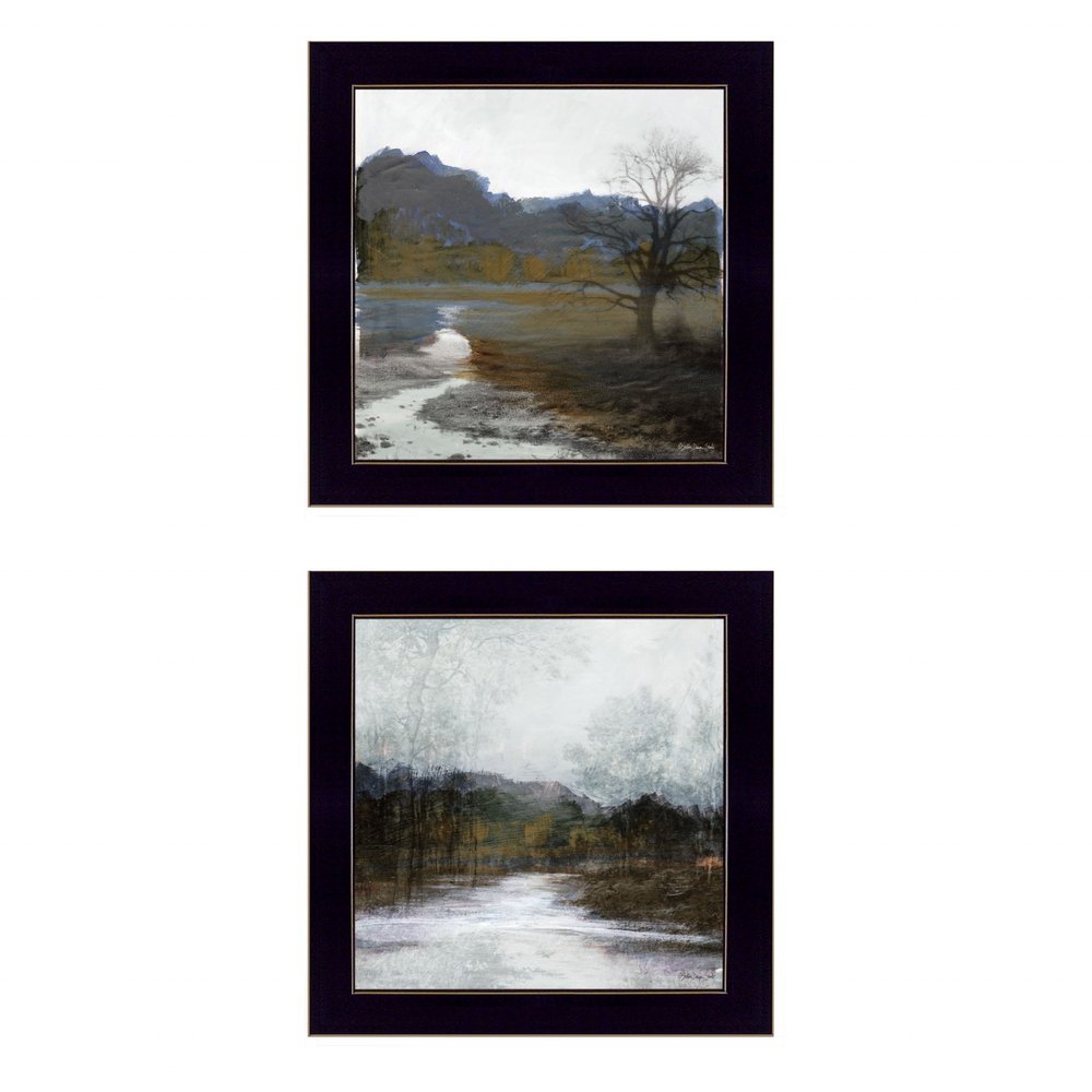 Set Of Two Winter Landscape Black Framed Print Wall Art — view 1