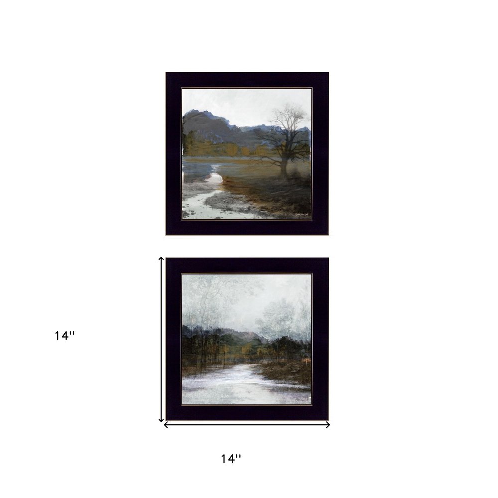 Set Of Two Winter Landscape Black Framed Print Wall Art — view 3