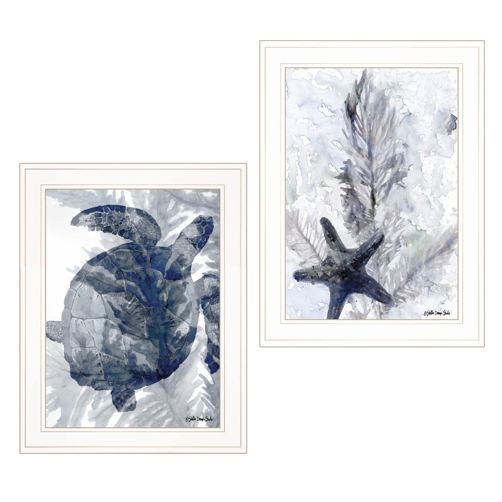 Set Of Two Ocean 1 White Framed Print Wall Art — view 1