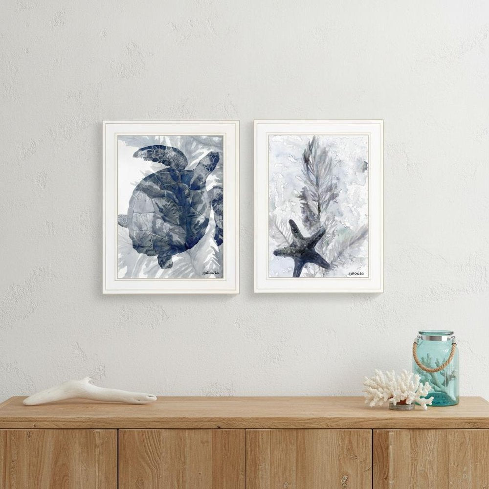 Set Of Two Ocean 1 White Framed Print Wall Art — view 4