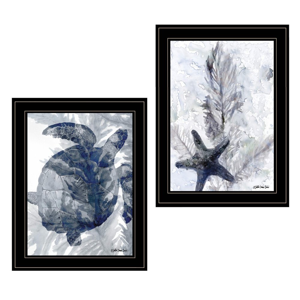 Set Of Two Ocean 2 Black Framed Print Wall Art — view 2