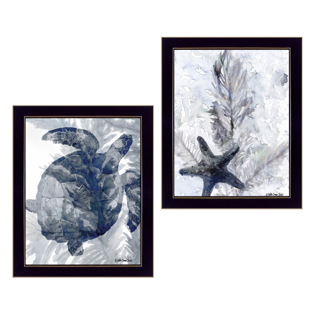 Set Of Two Ocean 3 Black Framed Print Wall Art — view 1