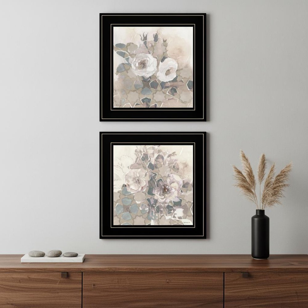 Set Of Two Transitional Blooms 2 Black Framed Print Wall Art — view 4
