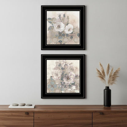 Set Of Two Transitional Blooms 2 Black Framed Print Wall Art