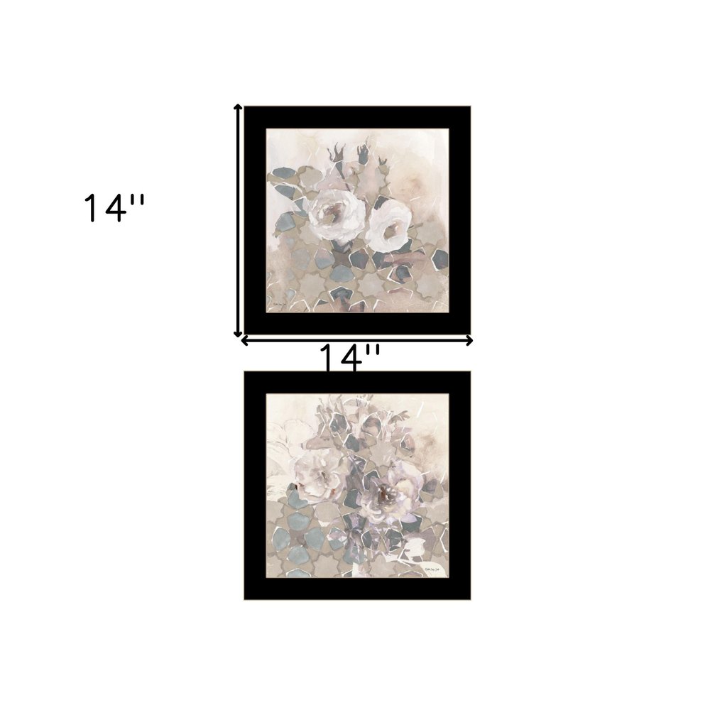 Set Of Two Transitional Blooms 3 Black Framed Print Wall Art — view 3