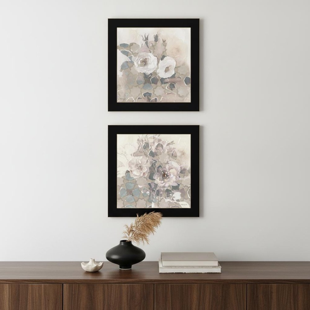 Set Of Two Transitional Blooms 3 Black Framed Print Wall Art — view 4