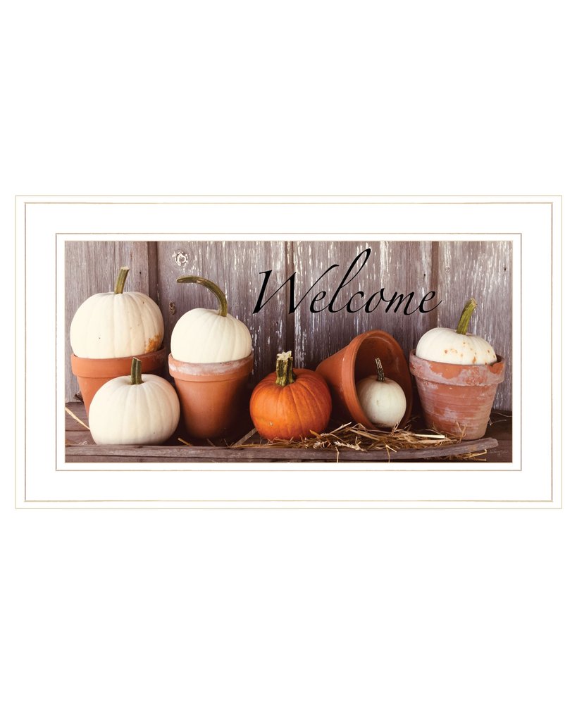 Welcome Pumpkin Shelf 1 White Framed Print Wall Art — view 2