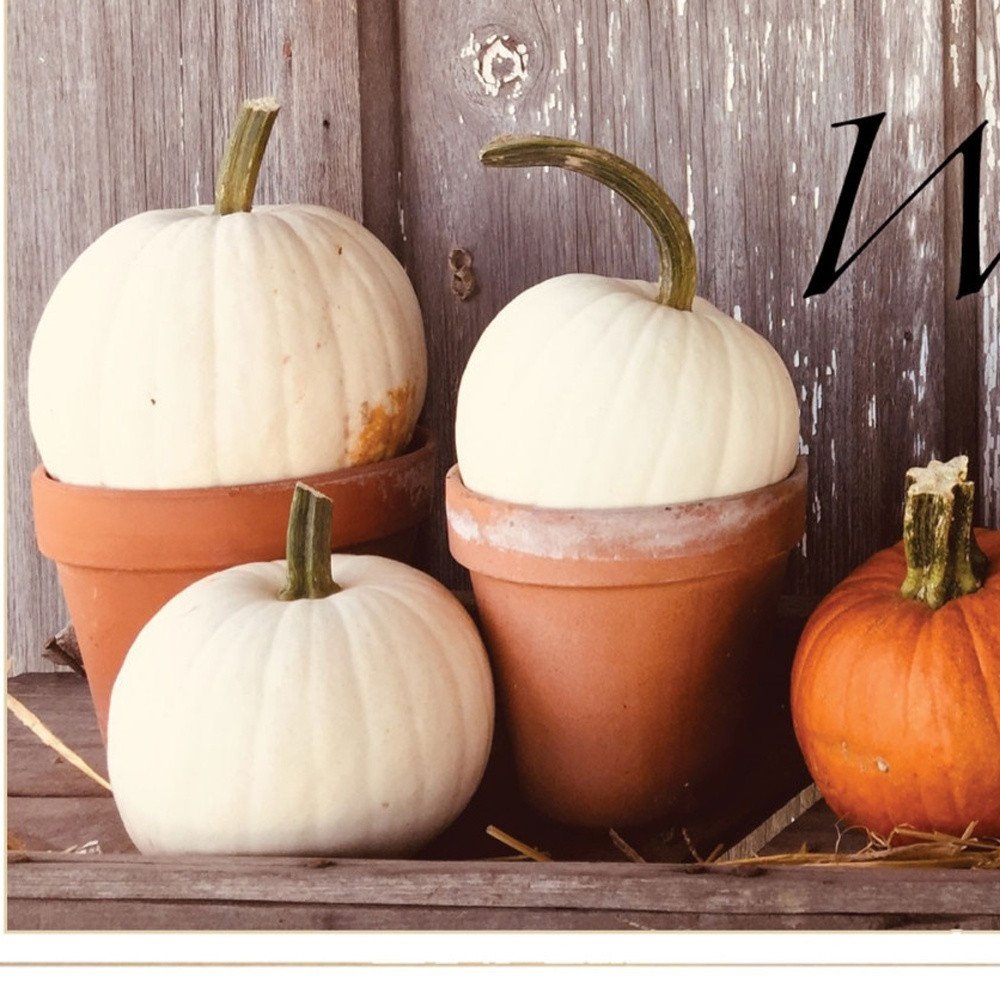 Welcome Pumpkin Shelf 1 White Framed Print Wall Art — view 3