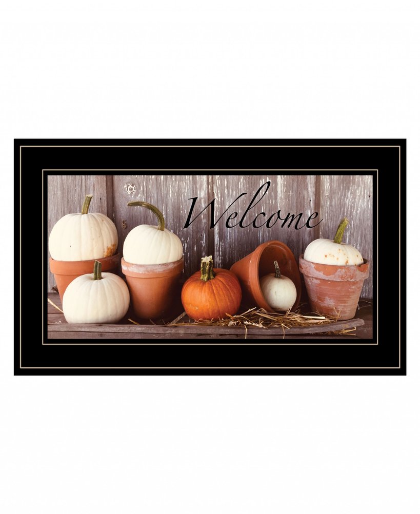 Welcome Pumpkin Shelf 2 Black Framed Print Wall Art — view 2