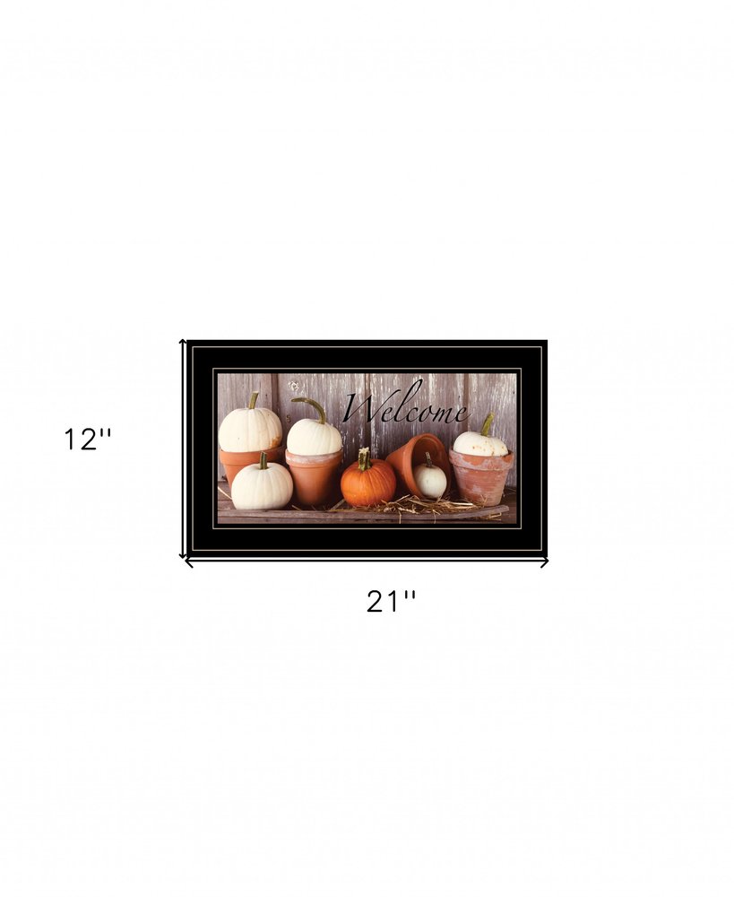 Welcome Pumpkin Shelf 2 Black Framed Print Wall Art — view 6
