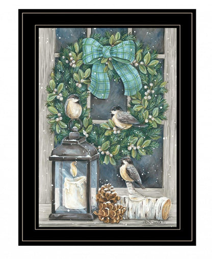 Winter Wreath 2 Black Framed Wall Art