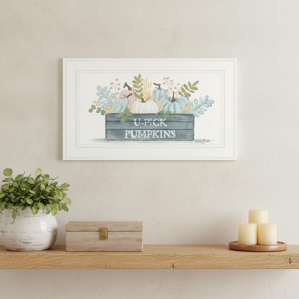 U Pick Pumpkins White Framed Print Wall Art — view 4