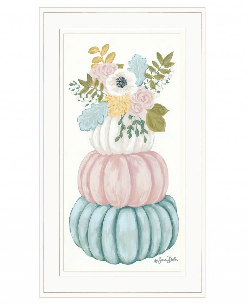 Floral Pumpkins White Framed Print Wall Art — view 1