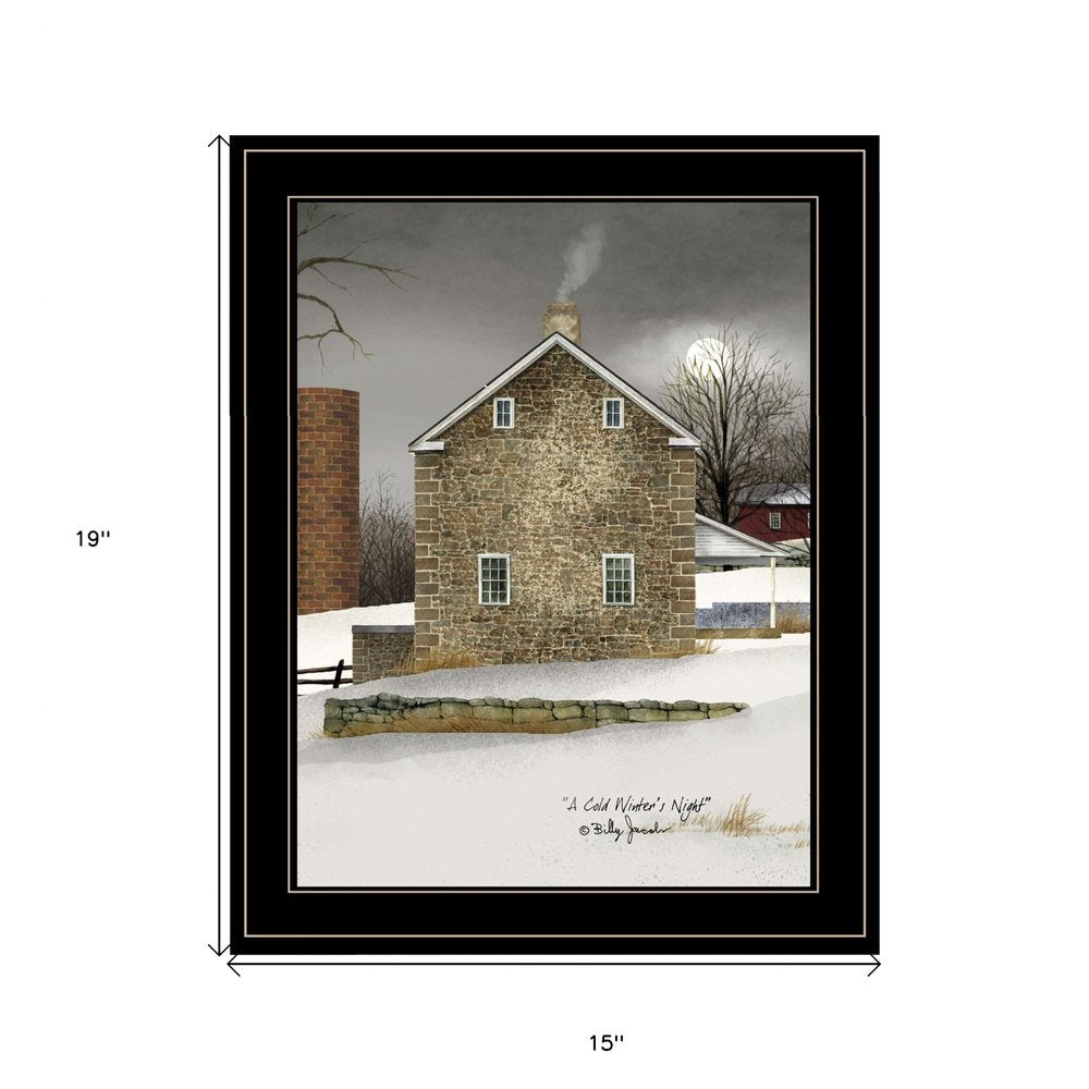 Cold Winters Night 2 Black Framed Print Wall Art — view 2
