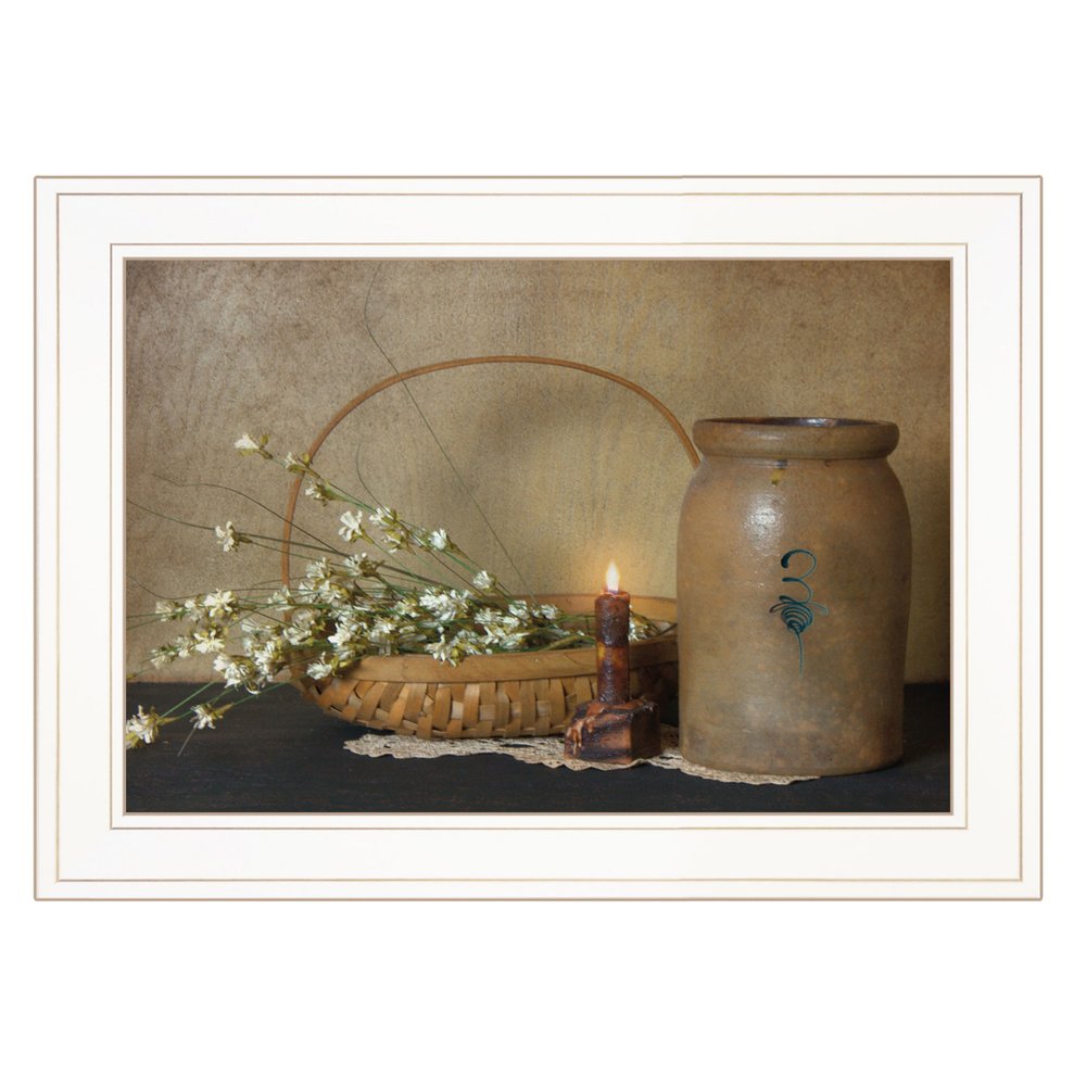 Basket of Flowers 1 White Framed Print Wall Art — view 2