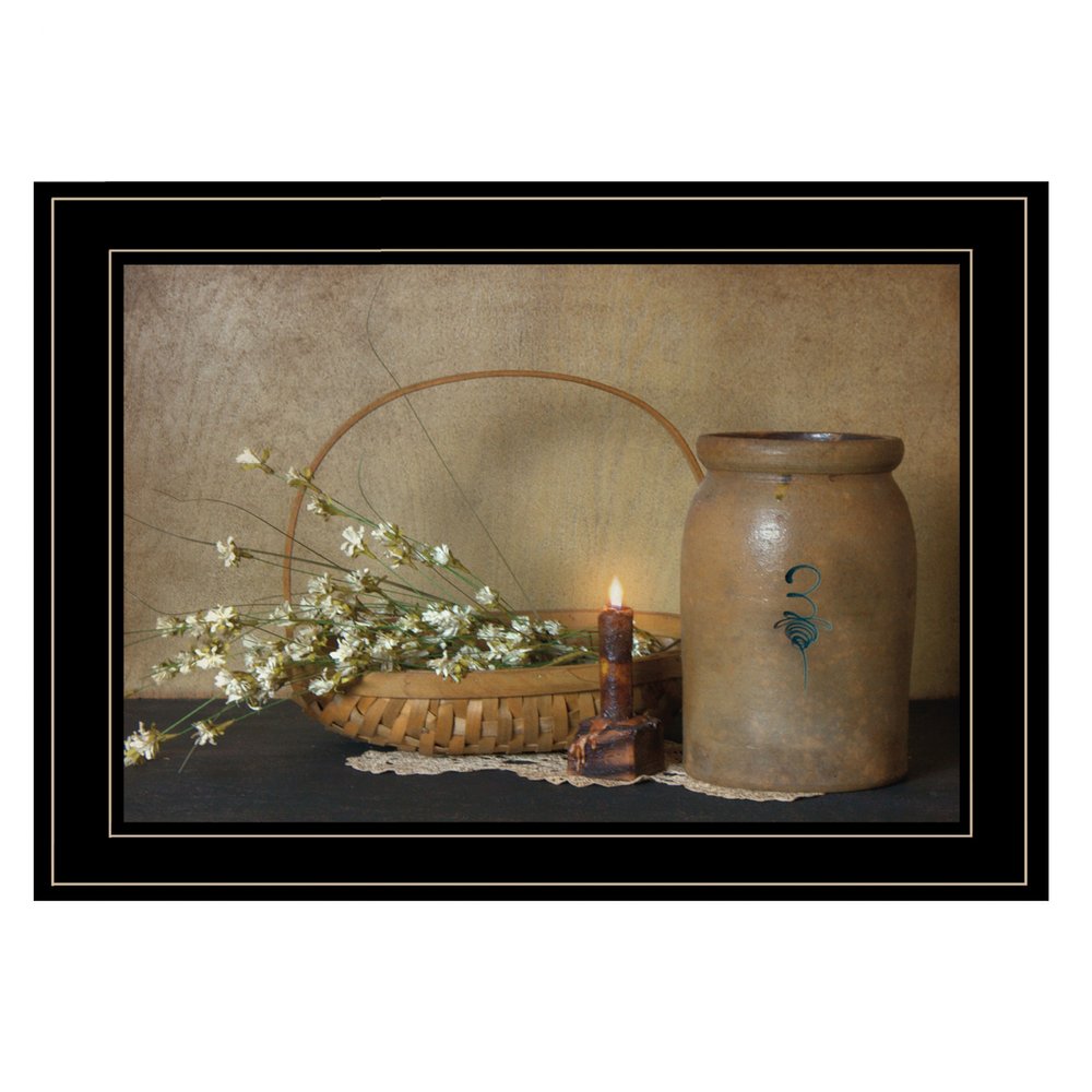 Basket of Flowers 2 Black Framed Print Wall Art — view 1