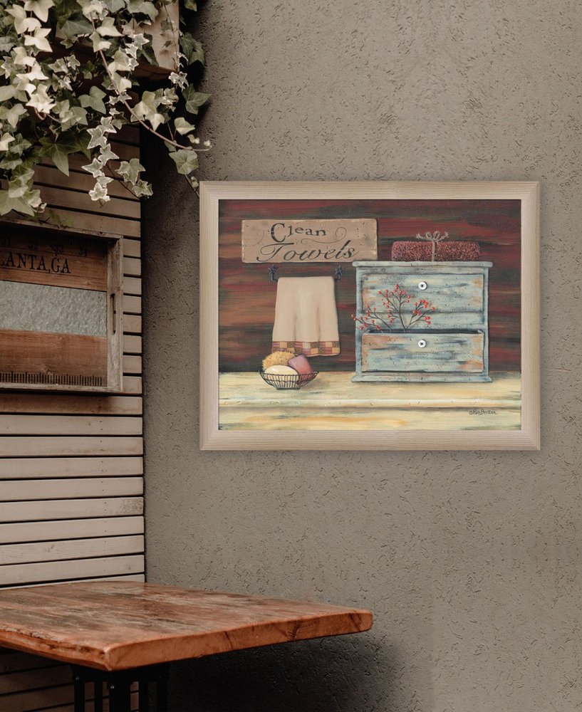 Clean Towels 4 Brown Framed Print Bathroom Wall Art — view 2