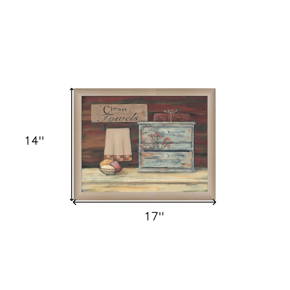 Clean Towels 4 Brown Framed Print Bathroom Wall Art — view 4
