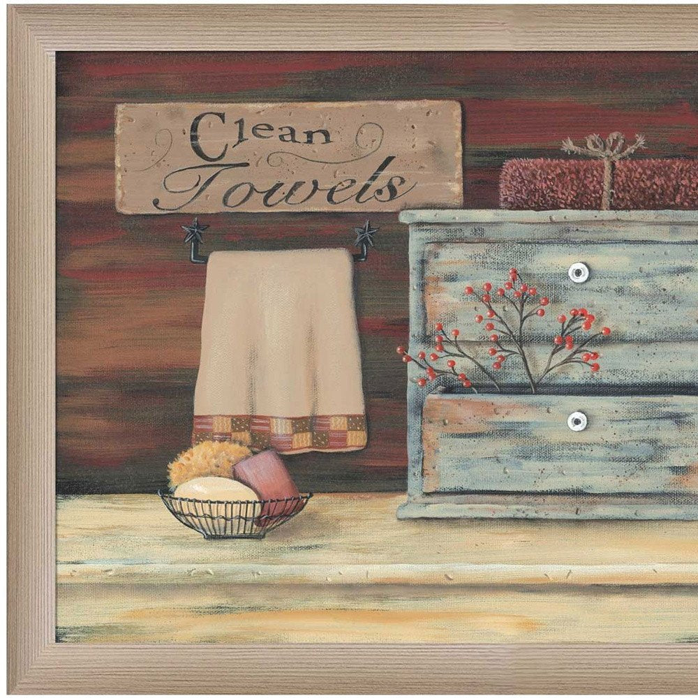 Clean Towels 4 Brown Framed Print Bathroom Wall Art — view 3