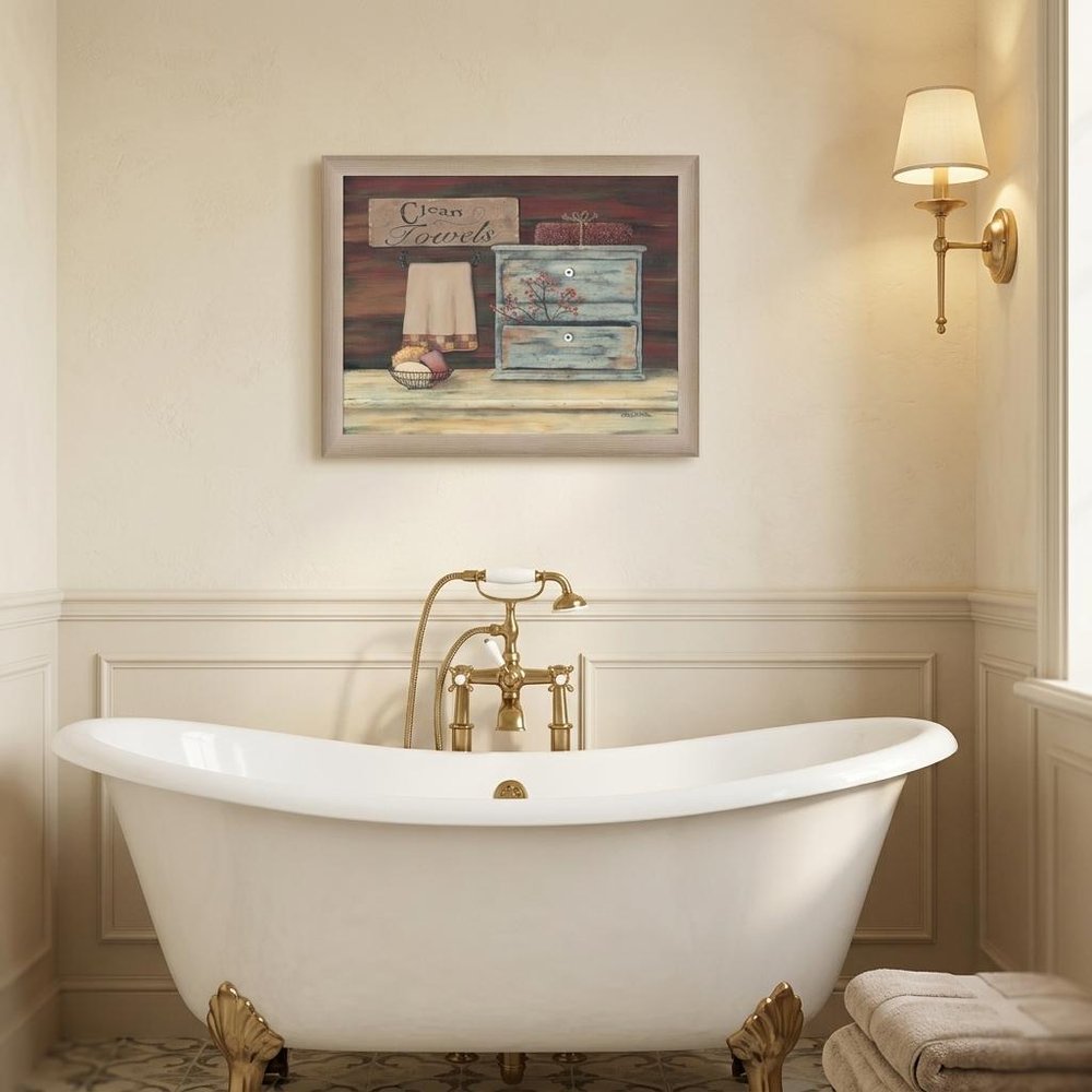 Clean Towels 4 Brown Framed Print Bathroom Wall Art — view 6