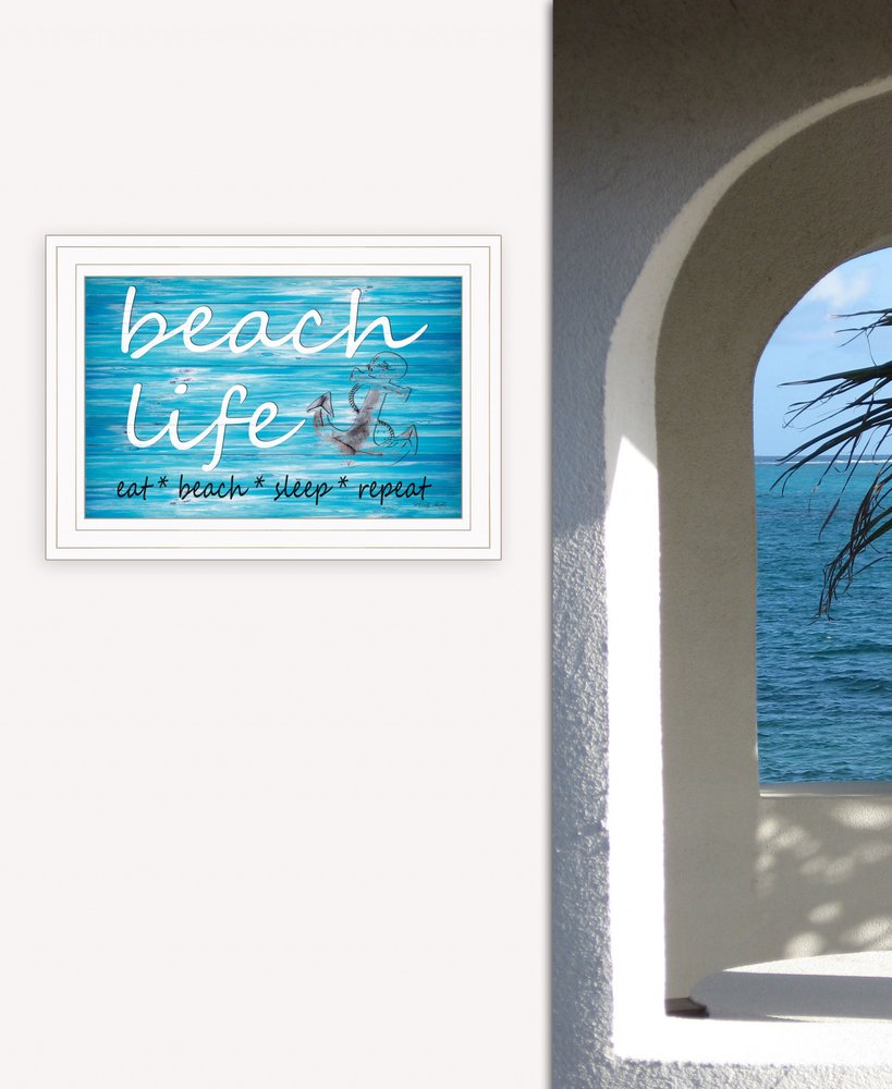 Beach Life 1 White Framed Print Wall Art — view 2