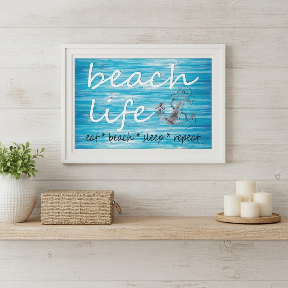 Beach Life 1 White Framed Print Wall Art — view 5