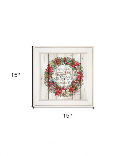 Gathered Around the Tree 1 White Framed Print Wall Art