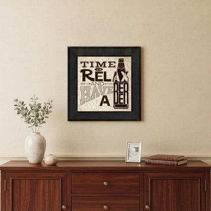 BeerTime to Relax Black Framed Print Wall Art