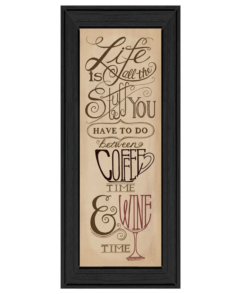 Coffee and Wine Time Black Framed Print Wall Art — view 1