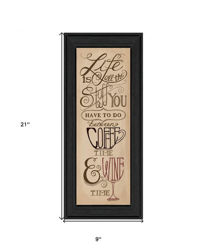 Coffee and Wine Time Black Framed Print Wall Art